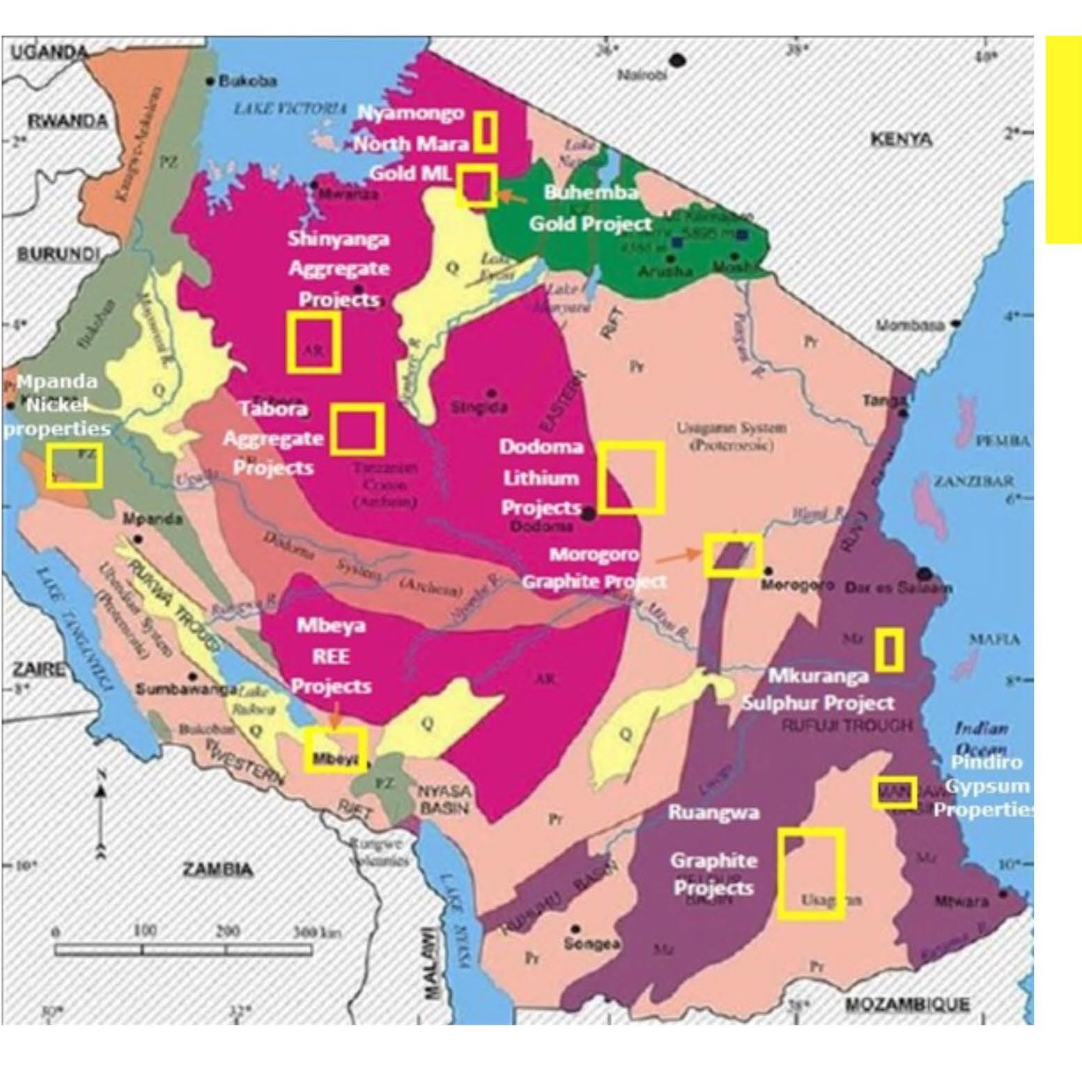 Map of SF Resources Ltd mineral tenements across Tanzania